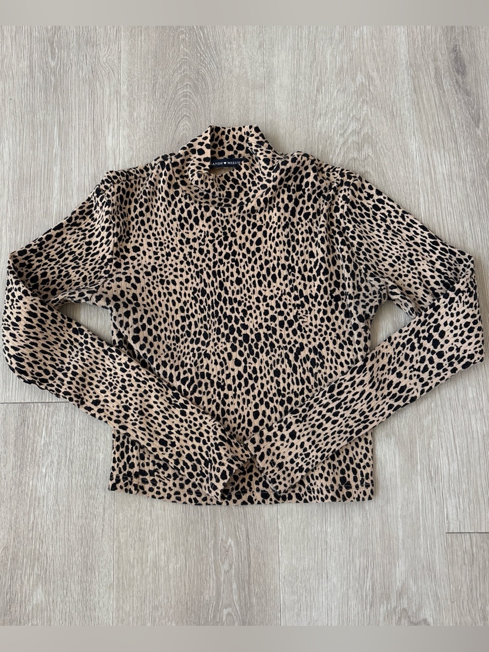 Brandy Melville cheetah print mock neck long sleeve top